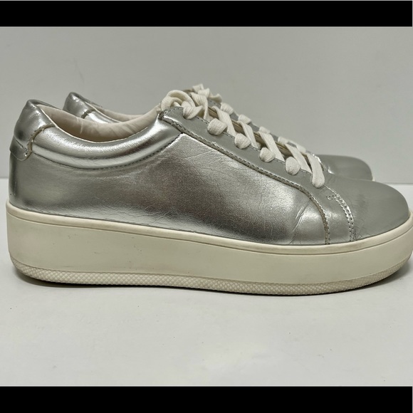 Steven By Steve Madden Shoes - Steven by Steve Madden Womens Harris Lace Up Silver Platform Sneakers
